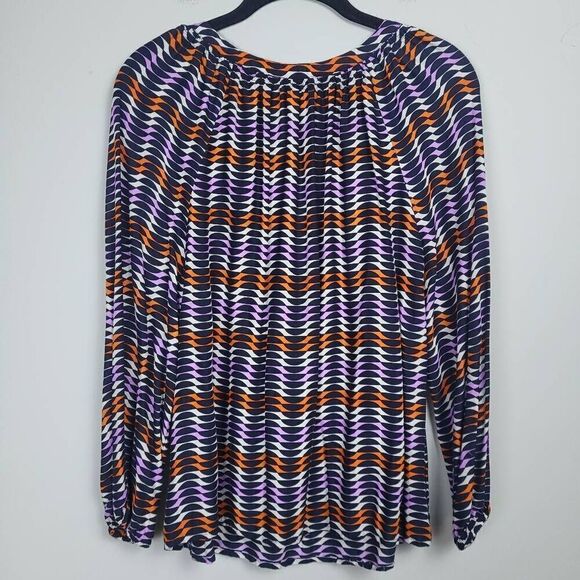 Boden Womens Dolly Top Blouse Size 8 Multicolor Long Sleeve Popover Geometric - Picture 2 of 7